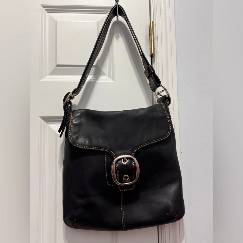 Coach Black bleaker Leather Crossbody /shoulder Bag with gold tone hardware
